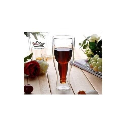 1PC 350ML New high quality Creative Beer Cup Durable Double Wall Glass beer steins hot selling JO 1060
