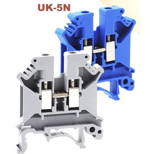 10Pcs UK5N Din Rail Universal Terminal Blocks Bornier Screw Type Electrical Wire Terminals Block Connector Brass Morsettiera 4mm