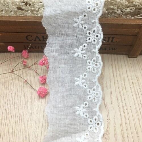 15Yards/lot New Arrival 5.5cm White 100% Cotton Cloth Embroidery Lace Trim DIY Lace Fabric Garment Lace Sewing Accessories