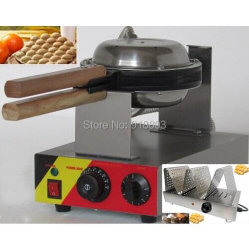 2 in 1 Commercial Use Non-stick 110v 220v Electric Egg Bubble Waffle Maker Baker Machine+ Warmer Displayer