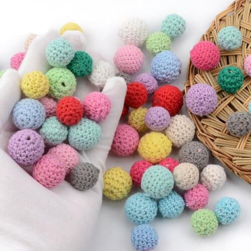 20Pcs Wooden Beads 20mm Crochet Bead Wooden Teether Baby Toys Baby Teethers BPA Free Wooden DIY Beads For Pacifier Chain