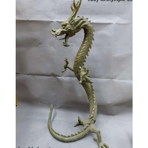30" China bronze carved Feng Shui beautiful good luck Chinese dragon Statue