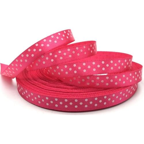 5yards/lot 3/8"(10mm) Rose Printing Dots Satin Ribbon Printed Polyester Ribbon DIY Bow Hair Wedding Handmade Materials