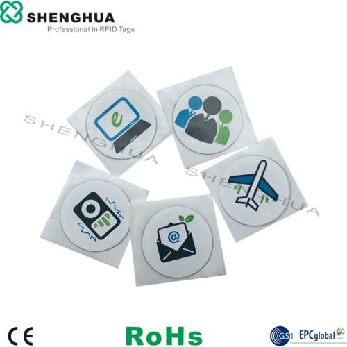 6pcs/lot HF ISO 14443A N TAG213 RFID NFC Sticker Logo Printed Testing 144 Bytes Contactless PET Waterproof Wifi Tags RFID
