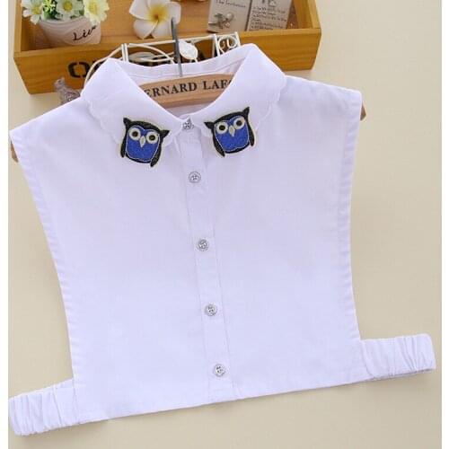 White Women Embroidery Fake Collar Detachable Collars White False Collar Lapel Removable Half Shirt Blouse Tops Female Decor