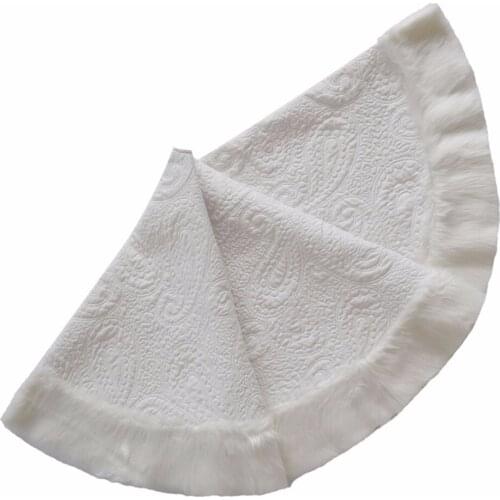 Free shipping 36"/50" Christmas Tree Skirt Quilted Embroidery White Faux Fur Border Christmas tree decoration