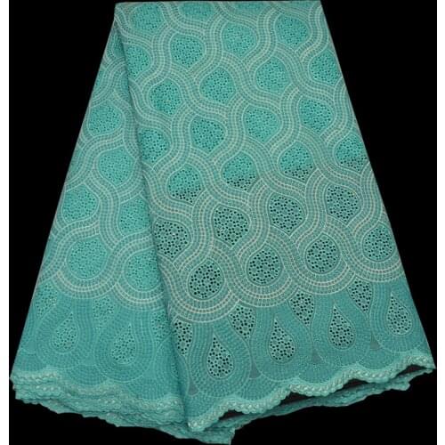 Free shipping (5yards/pc) latest design African cotton lace fabric in mint green Swiss lace fabric for party dress CLP62