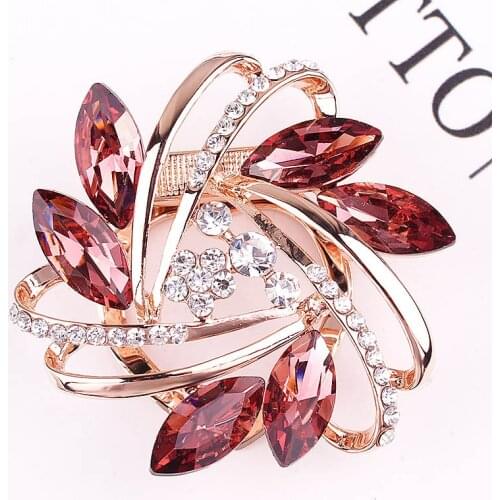 TODOX women Brooches Fashion men coat pins rose gold Zinc Alloy crystal exquisite flower button hot sale wedding party Gift lady