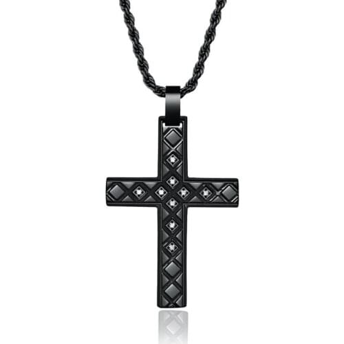 Stainless Steel Black New Arrival Fashion Punk Rock Christ Cross Pendant Necklace Jewelry Gift For Him with Chain