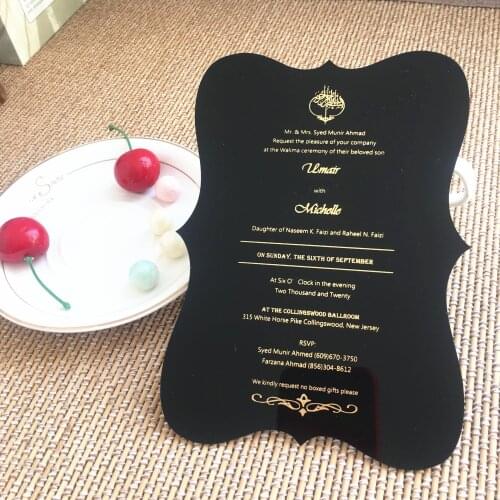 Black Acrylic Wedding Invitation Card Box 10pcs Luxury Invitation Card Marriage Custom Card for Wedding Party