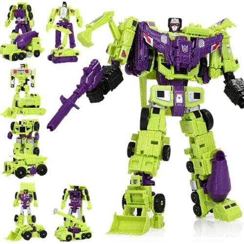 HZX Haizhixing 6 in 1 new Transformation Action Figure toys boy Combination Aircraft Engineering Model Robot Toys H-902