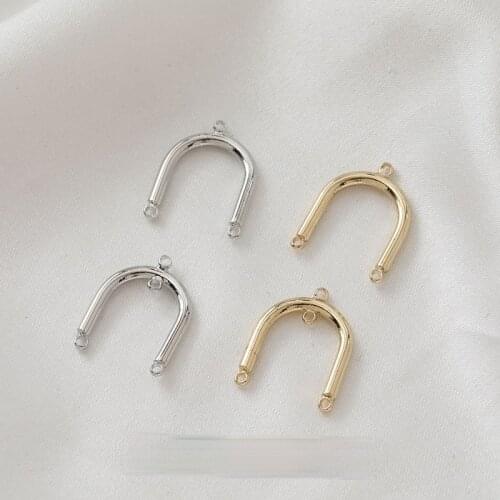 14K gold-clad electroplating arched belt ring simple and versatile pendant diy earrings hand-made material accessories 4PCS