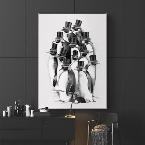 Creative Antarctic Penguin Sketch Art Nordic Posters And Prints Wall Pictures Wall Paomtomg For Office Decor Wall Decor