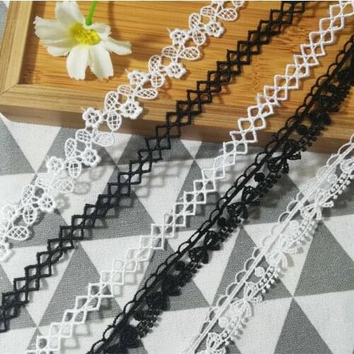 1Yard Best Selling Latest Lace Ribbon Black White Guipure Lace Fabric Sewing Appliques Cotton Lace Trim For Wedding Dresses LW5