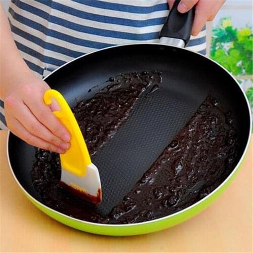 Kitchen Scraper Cleaning Silicone Spatula Fry Pan Dish Pot Cleaner Baking Soft Blade Scraper Brush Oil Plate Scraping Cleaning