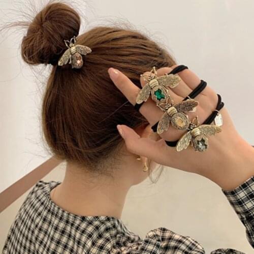 Metal Bee Rhinestone Elastic Scrunchies Hair Ties Hairband Ponytail Holder Headbands Hair Accessories Headwear