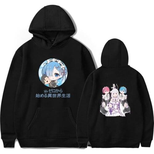Mens Hoodie Re Zero Hoodie Anime Pullover Coat Sweatshirt for Men Women Kids Clothing Clothes Rem and Ram Japanese Anime Hoodies