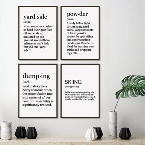 Skiing Wall Art Poster Winter Sports Canvas Painting Wall Picture , Skiing Quote Poster Art Prints For Home Nordic Decoration