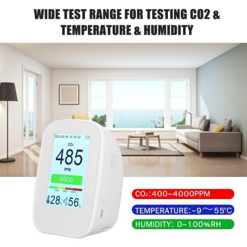 Desktop CO2/RH/Temp.3-in-1 Multifunctional Air Quality Detector Indoor/Outdoor CO2 Meter Temperature Humidity Monitor CO2 Tester