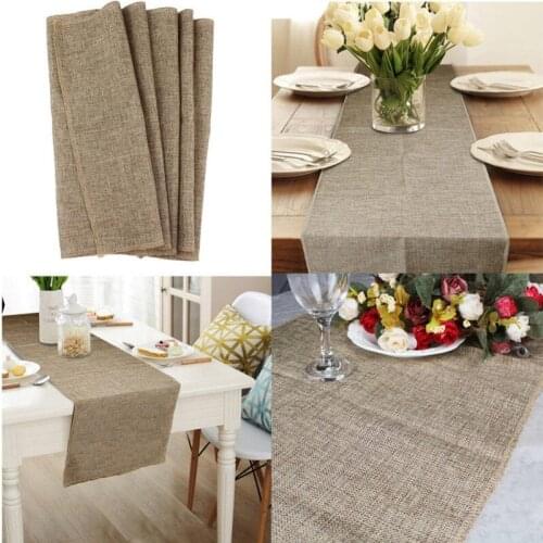 NEW Retro Rectangle Burlap Tablecloth Table Cover Table Runner For Wedding Party Decoration Wedding Accessories