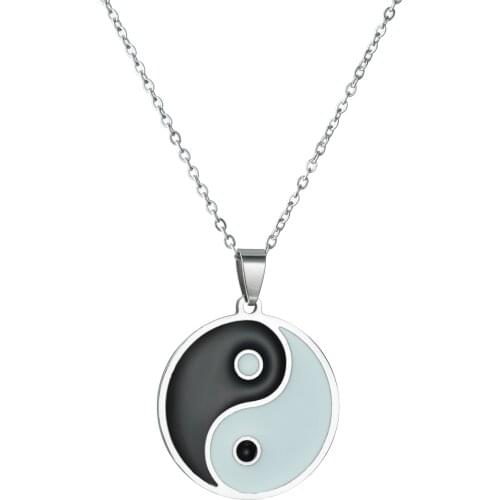 New Fashion Necklace Chinese Tai Chi Charm Pendant Long Chain Necklace Jewelry Brother Friend Lovers Gift Wholesale
