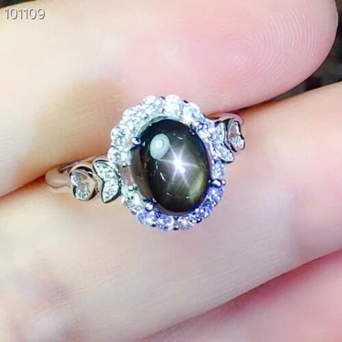 The new natural starlight sapphire ring 925 silver womens ring is gorgeous and eye-catching party style jewelry