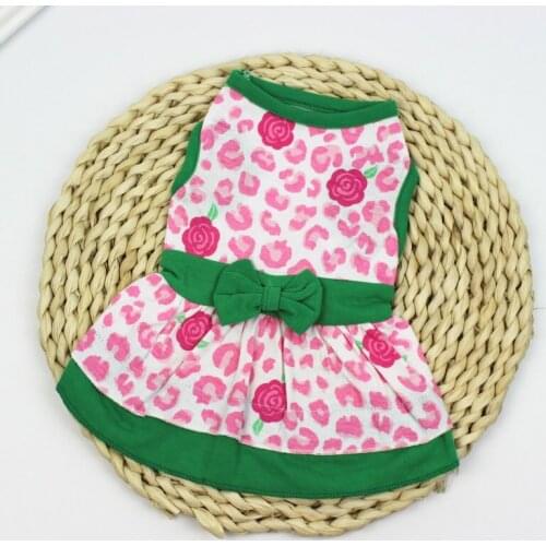 Dog Dress Dogs Clothes For Small Dogs Floral Print Pink Blue Dogs Skirt Sleeveless Princess Dress Puppy Pet Cat Dog Costume