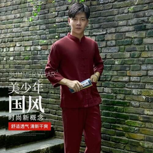 Cotton And Linen Yoga Clothes Meditation Tai Chi Clothes Young Mens Tang Suit Martial Arts Suit