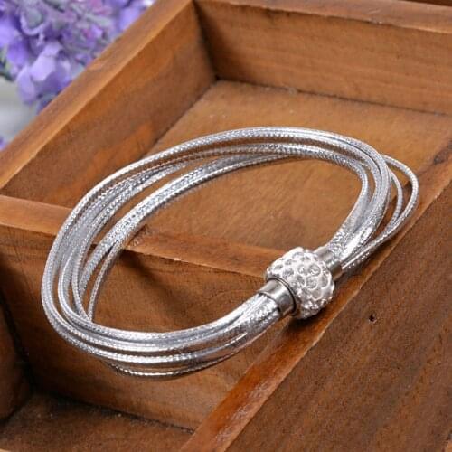 Original New Multilayer PU Leather bracelets Women Fashion Rhinestones crystal Magnetic buckle Bracelets Bangles Girl Gift