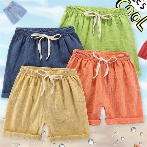 2-8T Children Pants Five Point Cotton Linen Baby Boys Girls Shorts Summer Candy Color Boys Shorts Casual Pants Thin
