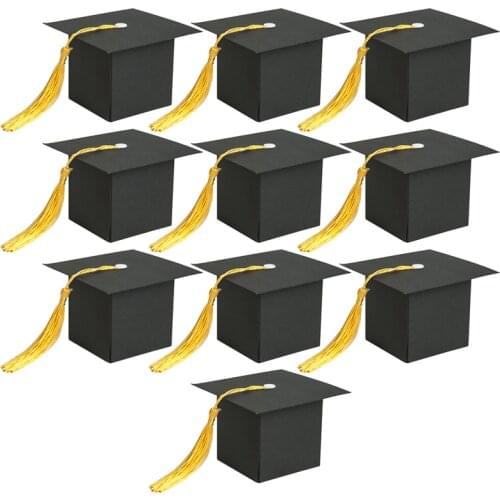 10PCS Graduation Gift Packaging Box Graduation Gift Bags Doctor Hat Cap Shape Candy Box for Party Decoration Supplies