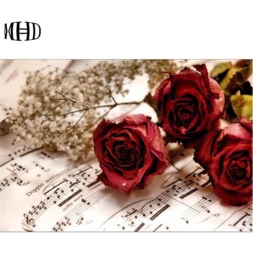 Rose & Sheet Music 5D DIY Diamond Embroidery 3D Crystal Art Diamond Painting Full & Round Cross Embroidery Crafts Flower Kit