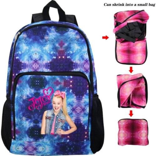 Fashion Jojo Siwa Foldable Casual Backpack Students Daily Rucksack Fashion New Bags for Teens Beautiful Men Women Travel Knapsac