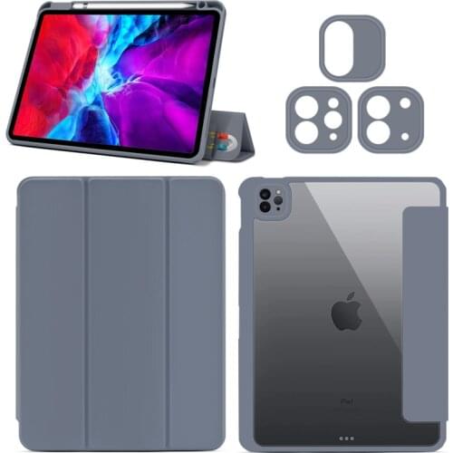 Removable Magnetic Stand Case For Apple iPad Pro 11 2021 2020 2018 Transparent Acrylic Back Cover Camera Hole Protective Cover