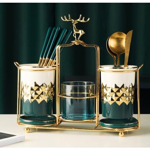 Chopsticks Rack Drain Chopstick Holder Household Kitchen Chopsticks Knife Fork Spoon Storage Rack Light Luxury Chopstick Holder