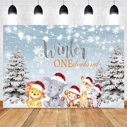 Yeele Christmas Winter Forest Snowflake Safari Animal Baby Birthday Backdrop Vinyl Photography Background Photophone Photocall