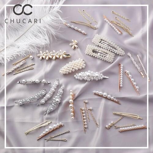 CHUCARI Pearl Hair Clip for Women Elegant Korean Fashion Design Snap Barrette Stick Hair Styling Accessories Hair Pin Jewelry