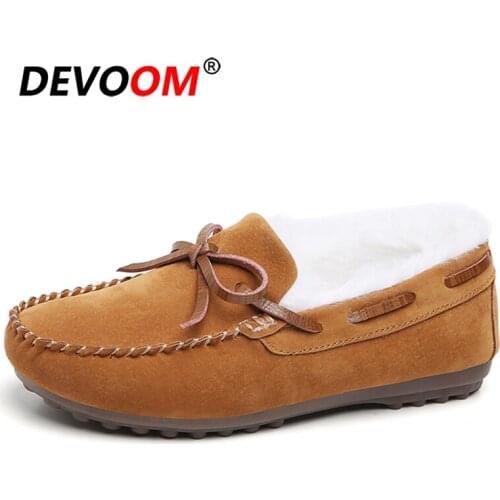 2020 Winter Fashion Women Loafers Warm Moccasins Womens Shoes Plush Ladies Causal Non-Slip Comfortable Female Flats Girls Shoes