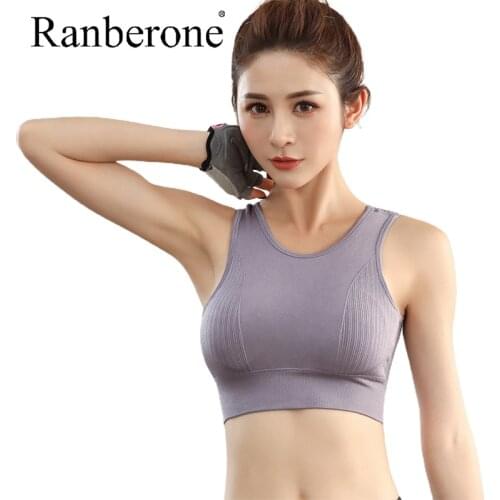 Ranberone Women Bra Push Up Underwear Fitness Seamless Bras Athletic Vest Shockproof Shirt Sport Running Sportswear Workout Top