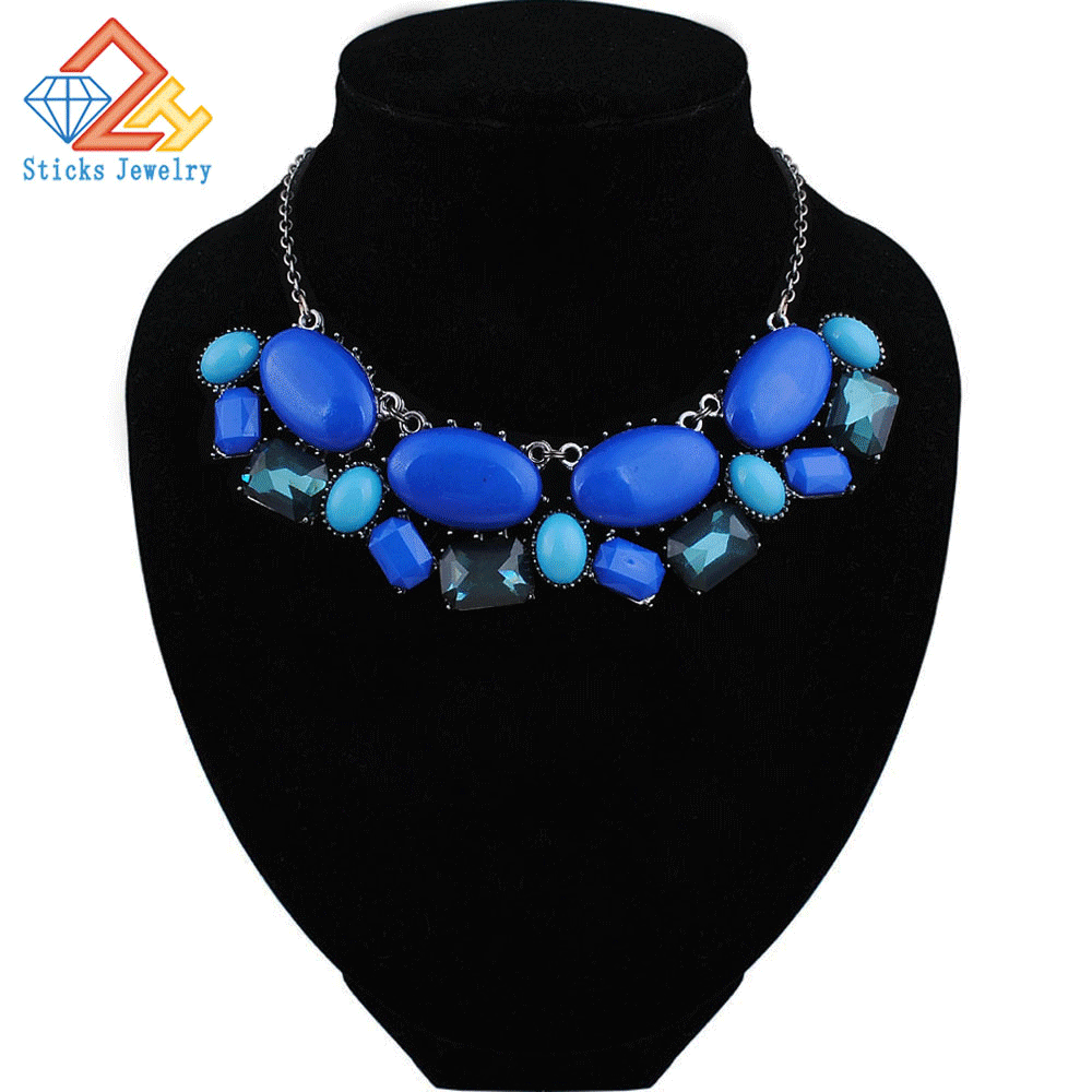 Sticks Jewelry Maxi Collares Choker Statement Necklaces Pendants Imitated Gemstone Collier for Women Accessories
