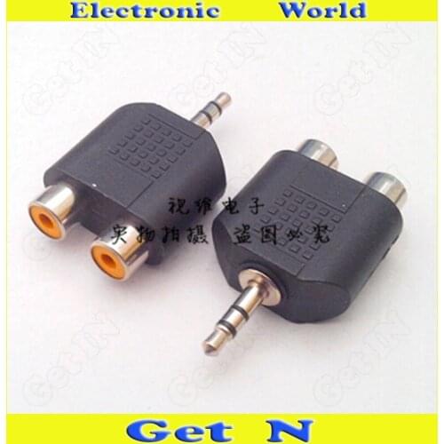 10pcs Adapter Connector Converting 3.5mm Male to Dual RCA Female Stereo to RCA 3.5--2RCA