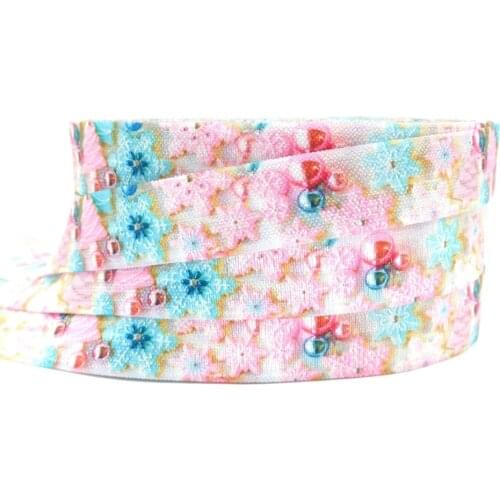 10 Yards Christmas Double Color Snowflakes bell Fold Over Elastic 5/8" FOE Ribbon For Elastic Hair Band Hair Accessory wholesale