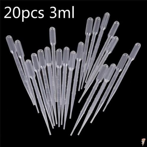 20PCS Transfer Pipettes 3ml Plastic Transparent Pipettes Disposable Safe Eye Dropper Transfer Graduated Pipettes Lab Supplies