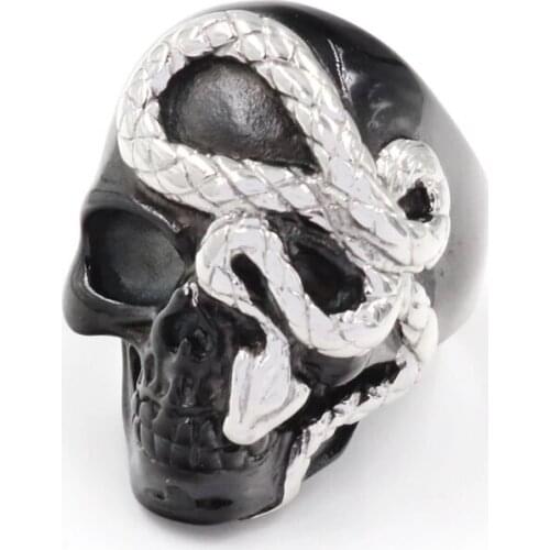 2021 Vintage Men Ring Skull Snake Ring For Men Punk Rock Party Gift Halloween Jewelry Accessories Free Shipping