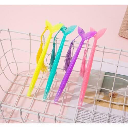 40 pcs/lot Kawaii Mermaid Tassel Gel Pen Cute 0.5mm black ink Neutral Pen School Office writing Supplies Promotional Gift