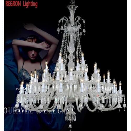 Large Church hall Chandelier led lustre cristal sconce Modern 44 Pcs Crystal Chandelier For Living Room Hotel Villa Banquet lamp