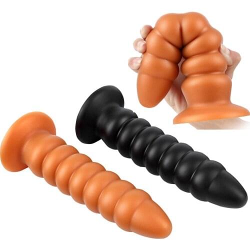 Large Suction Cup Liquid Silicone Meat Tower Anal Plug Masturbation Butt Plug Anus Expansion Stimulator Man Gay Prostate Massage