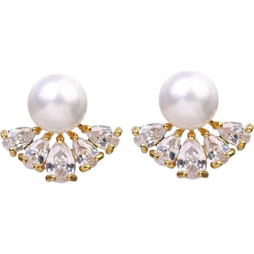Bettyue Brand Trendy Charm Elegance Three Colors AAA Cubic Zircon Pearl Jewelry Earrings For Woman Florid Wedding Party Gift