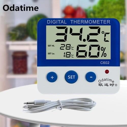 Odatime 2 New Refrigerator Temperature and Humidity Recorder Digital Outdoor Thermometer Room Hygrometer With Temperature Sensor
