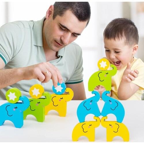 Kids Elephant Building Blocks Balance Stacking Game Early Educational Puzzle Toy